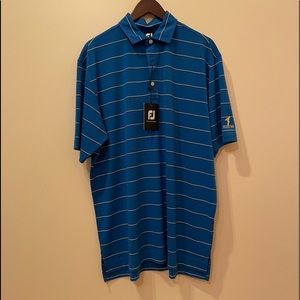 FootJoy Spun Poly Stripe Self Golf Shirt in Cobalt